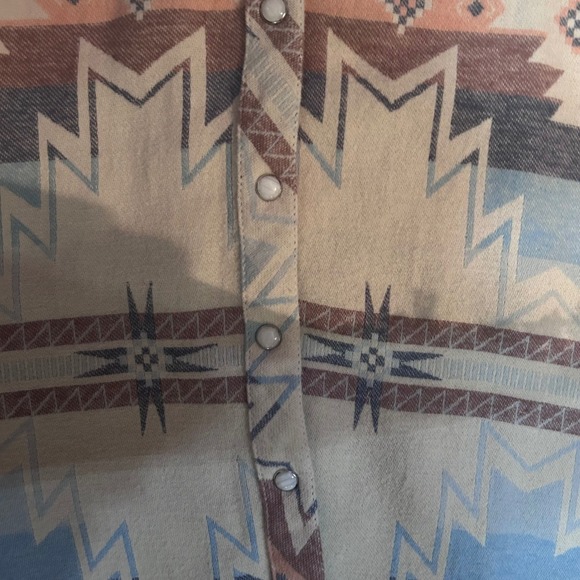 Outback Western Shacket Brianna Aztec Flannel Shirt Pearl snap Women's Large New - Picture 10 of 12